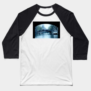 Amsterdam city view of canals bridge and buildings Baseball T-Shirt